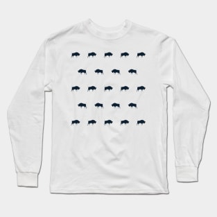 Houston | Deep Steel Blue Bull Long Sleeve T-Shirt